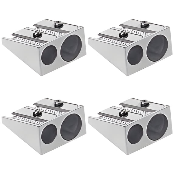Clearance,4pack Metal Pencil Sharpener with 2 Holes, Manual Twin Metal Sharpening Blade Double Holes Pencil Sharpener