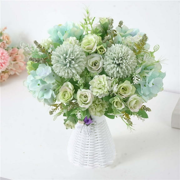 Artificial Silk Flowers, Fake Peony Silk Hydrangea Bouquet Decor Realistic Flower Arrangements for Cemetery Wedding Home Decoration Fake Flowers Valentines Bouquet Bridal Decor