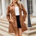 thumbnail image 1 of GaThRRgYP Faux Leather Jackets for Women Two Front Pocket Zippers,Women's Mid Length Leather Jacket With Belt Spring and Fashionable British Jacket, 1 of 6