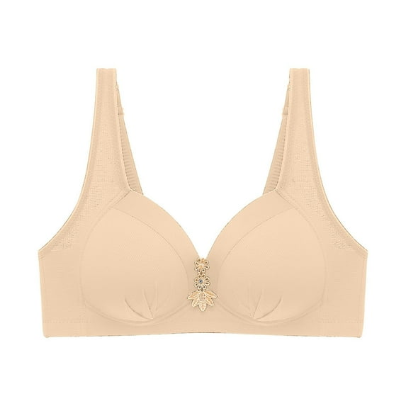Lindreshi Bras for Women Plus Size No Wire Women's Bra Soild Wire Free Underwear One-Piece Bra Everyday Back Buckle Underwear