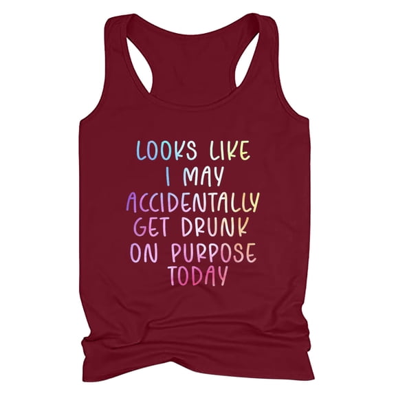Lindreshi Tank Tops for Women Women's Drinking Tank Tops Adult Girls Summer Beach Funny Graphic Racerback Tanks Vest Sayings Blouse
