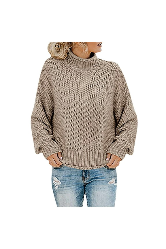 Clearance under $5.00 Sweaters for Women Clearance $5.00 Fall Sweaters for Women and Winter Women's Casual Turtleneck Pullover Blouse Knitting Long Sleeve Solid Tops Sweaters