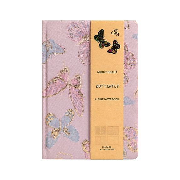 Clearance Under $5.84! 1PC A5 Fabric Hardcover Journal, Butterfly Embroidery Notebook with 4 Style Pages, Paper, for Journaling & Planning, (21x14.5cm, Pink)