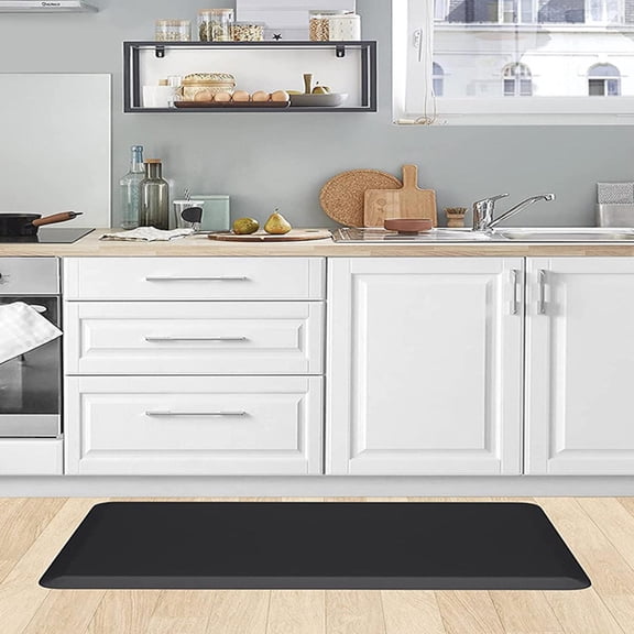 Anti Fatigue Kitchen Mats for Floor, 9/10 Extra Thick Cushioned Standing Desk Mat, Comfort Memory Foam Ergonomic Kitchen Rugs and Mats Non-Slip Waterproof Black