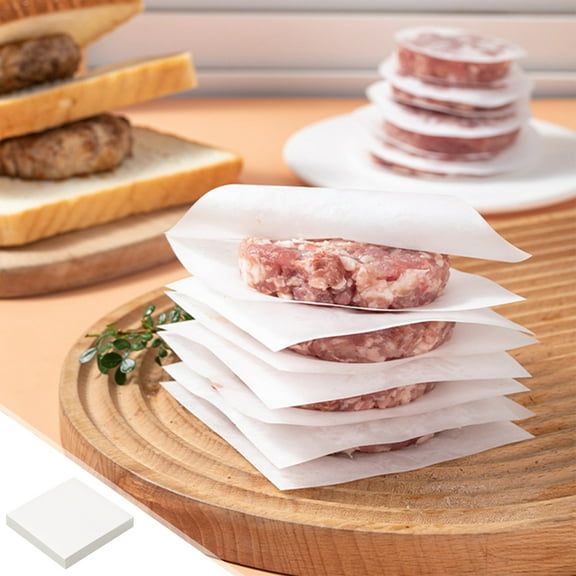 Clearance Under $5 Boovnll 100Pcs Hamburger Patty Paper, 5.5" Non Stick Square Burger Patty Paper, Wax Papers for Burger Press, Patty Separate, Beef Freezing for Freezer, Microwave, Burger Patty Paper