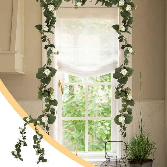 Clearance Under $5 Boovnll 5.3FT Eucalyptus Garland, Artificial Flower Garland Wreath Vines Green Spring Garland for Home, Farm, Fireplace, Table, Wall, Wedding Arch, Party Decor, Garland