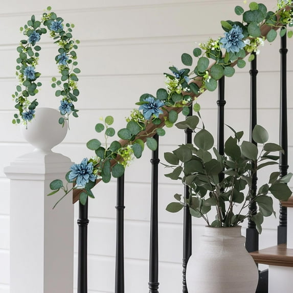 Clearance Under $5 Boovnll 5.9FT Eucalyptus Garland, Artificial Flower Garland Wreath Vines Green Spring Garland for Home, Farm, Fireplace, Table, Wall, Wedding Arch, Party Decor, Garland