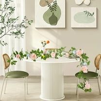 Clearance Under $5 Boovnll 6.5FT Flower Garland, Artificial Roses Garland Wreath Vines Green Spring Garland for Home, Farm, Fireplace, Table, Wall, Wedding Arch, Party Decor, Garland