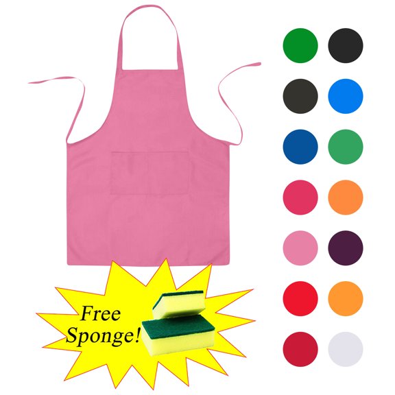 Clearance Under $5 Boovnll Aprons for Women with Pockets, Unisex Adjustable Waterproof Aprons for Cooking 2 Pockets Chef Apron for Kitchen Cooking, Baking, Grilling, Working, Apron (Pink)
