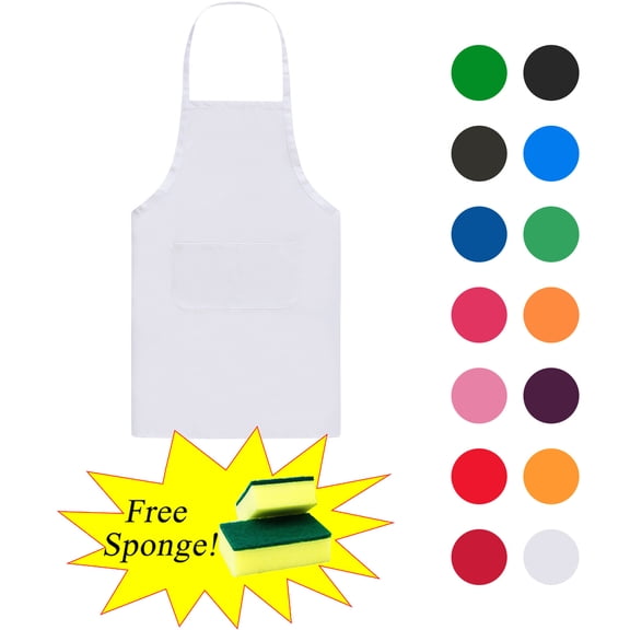 Clearance Under $5 Boovnll Aprons for Women with Pockets, Unisex Adjustable Waterproof Aprons for Cooking 2 Pockets Chef Apron for Kitchen Cooking, Baking, Grilling, Working, Apron (White)