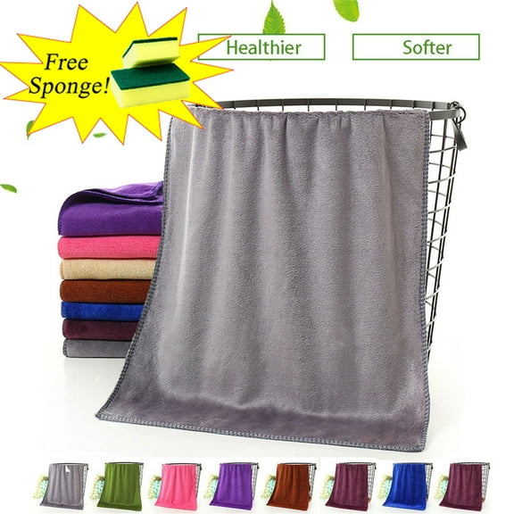 Clearance Under $5 Boovnll Bath Towels, 12x28" High Absorbent Super Soft Solid Color Microfiber Towel, Thicken Quickly Dry Hand Towels for Bathroom, Beach, Hotel, Pool, Spa, Daily Use, Towels (Gray)