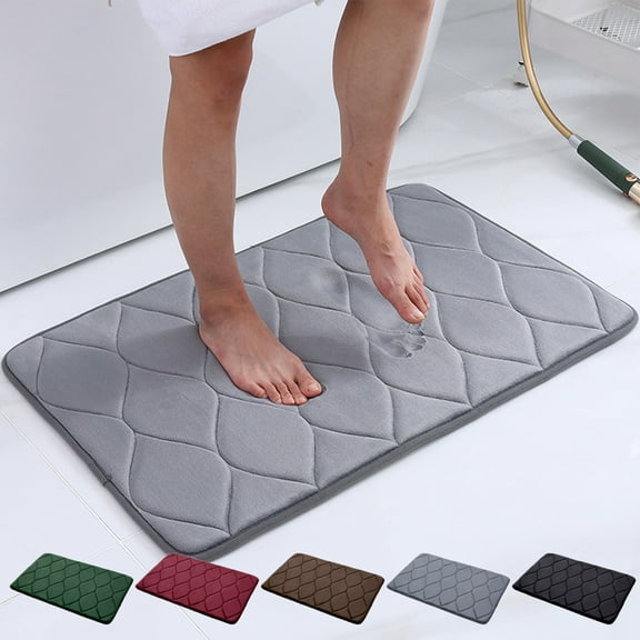 Clearance Under $5 Boovnll Bathroom Rugs, 16x24" Absorbent Soft Coral Fleece Bath Mat, Non-Slip Quickly Dry Thicken Microfibe Bath Mats for Bathroom, Kitchen, Floor, Door Mat, Toilet Mat, Bathroom Mat