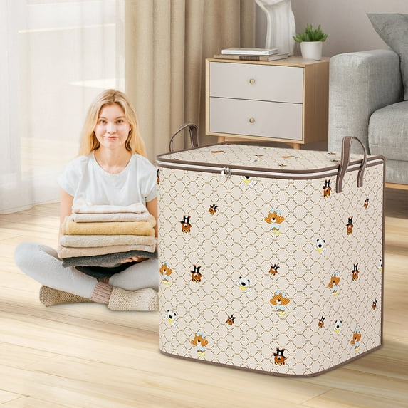 Clearance Under $5 Boovnll Clothes Storage, 140L Large Capacity Thicken Non-Woven Foldable Storage Bags with Reinforced Handles & Zippers for Clothing, Blanket, Comforters, Storage and Organization