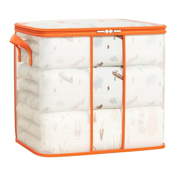 Clearance Under $5 Boovnll Clothes Storage Bins with Lids 110L Large Capacity Transparent Storage Bags with Reinforced Handles & Zipper for Blankets, Comforters, Clothes, Storage and Organization