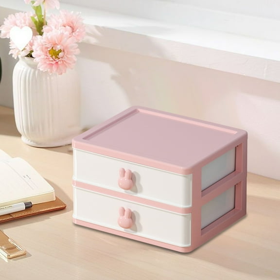 Clearance Under $5 Boovnll Desk Organizer with Drawers, 2 Clear Plastic Drawers, Desktop Organization Makeup Organizer Desk Storage Box for Make Up, Jewelry, Office Supplies, Desk Organizer