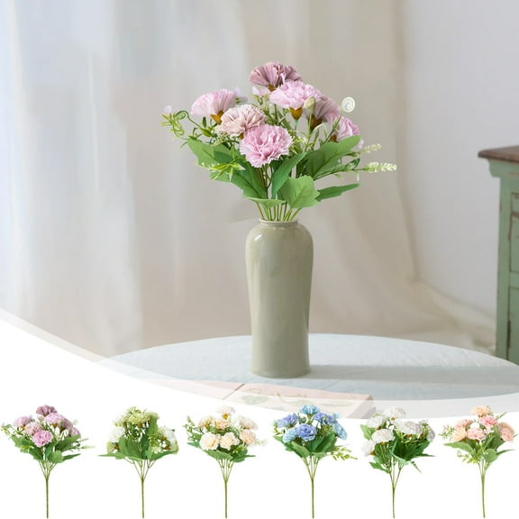 Clearance Under $5 Boovnll Fake Flowers - Fake Carnation Bouquet UV Resistant Lifelike Silk Flowers, No Fade, Fake Flowers for Wedding, Party, DIY Tables Centerpiece Decor, Artificial Flowers