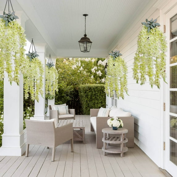 Clearance Under $5 Boovnll Hanging Flowers, Artificial Hanging Plants, Lifelike Flowers, No Fade, UV Resistant, Artificial Flowers for Indoor/ Outdoor Wedding, Party, DIY Tables Decor, Fake Flowers