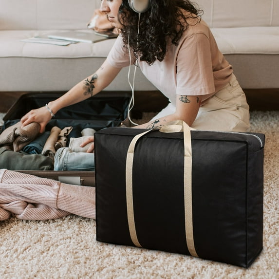 Clearance Under $5 Boovnll Moving Bags, Extra Large Capacity Foldable Portable Heavy-Duty Storage Bags with Zippers & Handles for Home, Dormitory, Travel, Clothes, Comforters, Storage and Organization