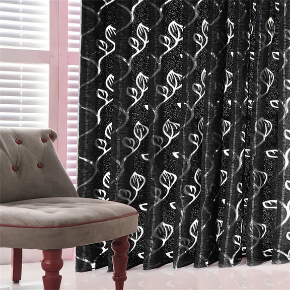 Clearance Under $5 Boovnll Sheer Curtains, 1 Panels Vines Leaves Printing Glass Gauze Translucent Lightweight Vertical Voile Curtains for Living Room, Bedroom, Curtains, 39" W x 51" L