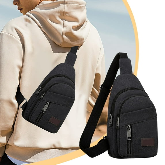 Clearance Under $5 Boovnll Sling Bag for Men Women, Large Capacity Portable Fashion Canvas Crossbody Bag, Multipurpose Chest Bag for Hiking, Camping, Trip, Travel, Backpack, Sling Bag