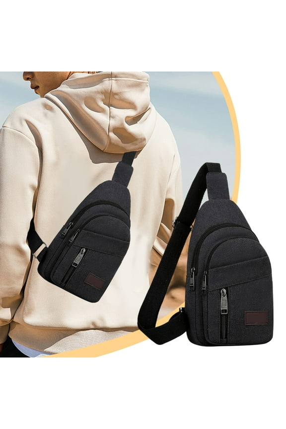 Clearance Under $5 Boovnll Sling Bag for Men Women, Large Capacity Portable Fashion Canvas Crossbody Bag, Multipurpose Chest Bag for Hiking, Camping, Trip, Travel, Backpack, Sling Bag
