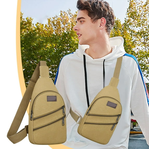 Clearance Under $5 Boovnll Sling Bag for Men Women, Large Capacity Portable Fashion Canvas Crossbody Bag, Multipurpose Chest Bag for Hiking, Camping, Trip, Travel, Backpack, Sling Bag