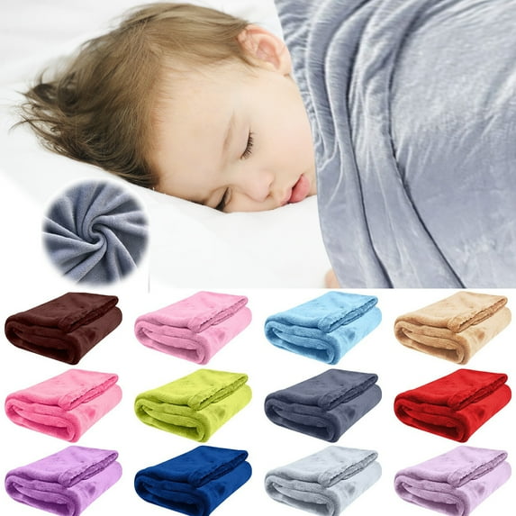 Summer Savings! Boovnll Throw Blanket, 28x39" Super Soft Warm Thicken Solid Color Flannel Blankets, Machine Washable Microfiber for Indoor Bedroom, Couch, Sofa, Floor, Camping, Blanket