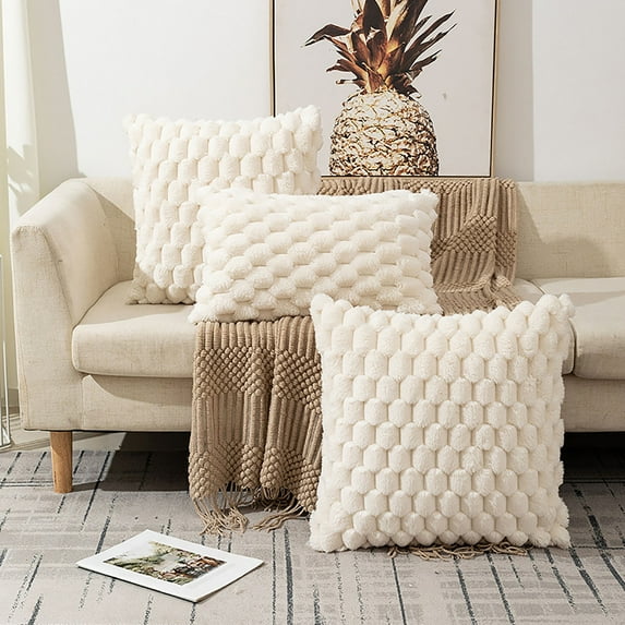 Clearance Under $5 Boovnll Throw Pillow Covers, Modern Stylish Soft, Cozy, Solid Color Checkered Velvet Pillow Covers 18x18" for Home, Living Room, Bedroom, Sofa, Couch, Home Decor, Pillow Covers