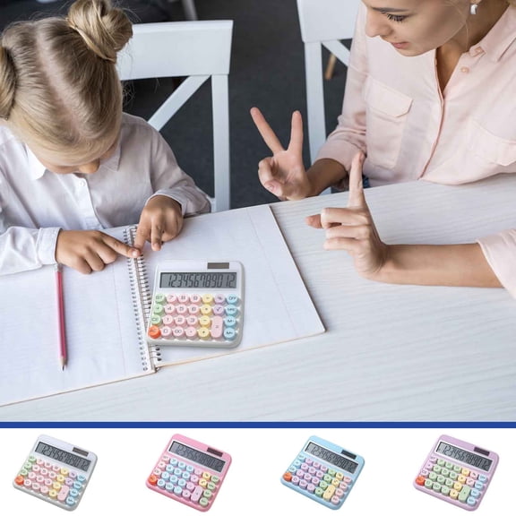 Clearance Under $5 Calculators, Hwkond Mechanical Calculator,Cute Calculator 12 Digit Display Calculator For Daily And Basic Office,Vintage Typewriter Style Solar Powered Battery Powered Calculator