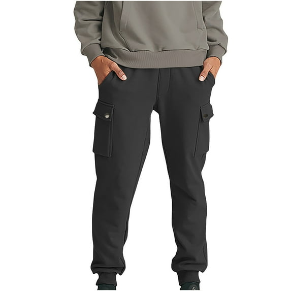Clearance Under 5$!Casual Pants for Mens Elastic Waist Plus Size Fashion Drawstring Elastic Waist Solid Color Casual Sweat Length Pants Up to 65% off!