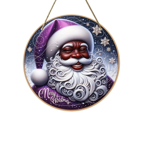 Clearance Under $5 Christmas Decorations Hanging Sign African American Christmas Wooden Door Sign New Year Winter Xmas Black Santa Decor Christmas Decorations for Home A
