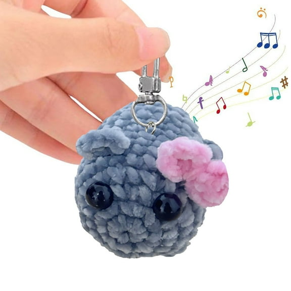 Cute Sad Hamster Plush with Sound and Keychain, Handmade Knitted Sad Hamster Crochet Plush with Built-In Violin Sound Keychain Toys for Friends and Partner
