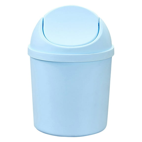 Clearance Under 5$ Desktop Ornament, FNGZ Mini Storage Bucket Blue a Mini Small Round Plastic Trash Can Multi Function Household Shake Lid Type Waste for Desktop Bathrooms Kitchens Home Offices