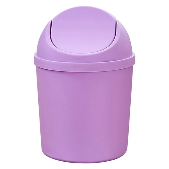 Clearance Under 5$ Desktop Ornament, FNGZ Mini Storage Bucket Purple a Mini Small Round Plastic Trash Can Multi Function Household Shake Lid Type Waste for Desktop Bathrooms Kitchens Home Offices