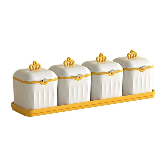 Clearance Under 5$ Dienrx Condiment Jar Container with Lids and Spoons Sugar Bowl with Lid and Spoon Pots Set Seasoning Storage Container for Sugar Cruet Condiment Jars with Spoons