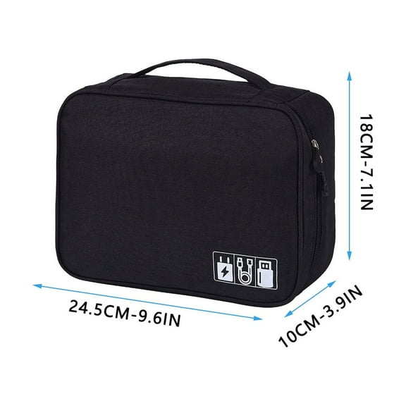 Clearance Under 5$ Dienrx Electronic Organizer Pouch Bag Travel Universal Cable Organizer Cable Cord Bag Electronics, Cationic Polyester Data Cable Storage Bag Multifunctional Digital Bag Black