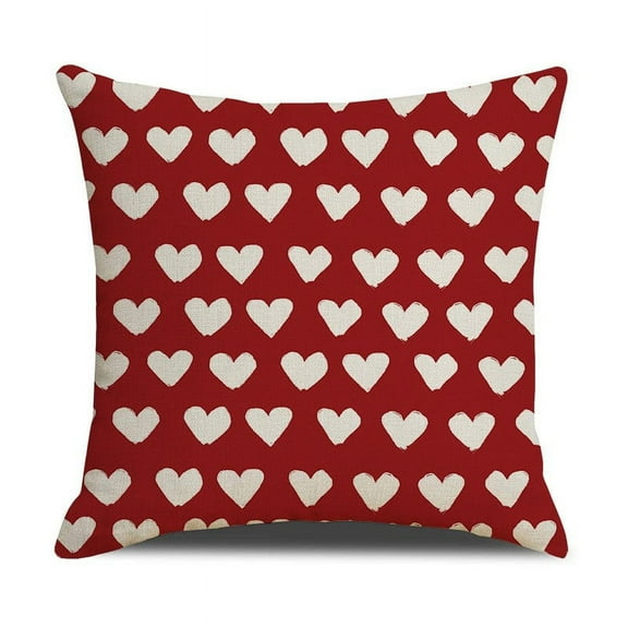 Under $5 EGNMCR Valentines Day Throw Pillow Covers 18x18 Red Color Heart Home Decorations Plaid Wedding Cushion Case Decoration Case for Sofa Couch Valentine Decorations Gifts For Women/Men