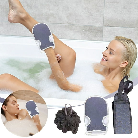 FAMTKT 3pcs Bath Towel Shower Bath Glove and Shower Bath Sponge Loofah for Men Women Soft Bathing Accessories Thickened Bath Rub Back Towel Bath Ball Flower Mud Strip