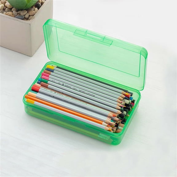 FAMTKT Plastic Pencil Box Large Capacity Pencil Case Clear Boxes with Snap-tight Lid Stackable and Stylish Office Supplies Storage Organizer Box on Clearance