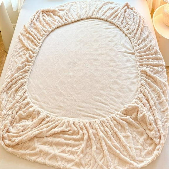 Clearance Under 5$ Fenull Super Soft Fleece Fitted Sheet, Elastic Bed Sheets Quilt Queen Size, Quilted Cover with Breathable, Waffle Coral Fleece Bedspread Mattress Cover, All Season Cozy Warmth