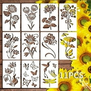 Flower Stencils for Painting on Wood Crafts Reusable Daisy Stencil Art Paint on Wall Canvas Pattern Spring Floral Paint Stencils for Card Making Fabric Shirt Furniture