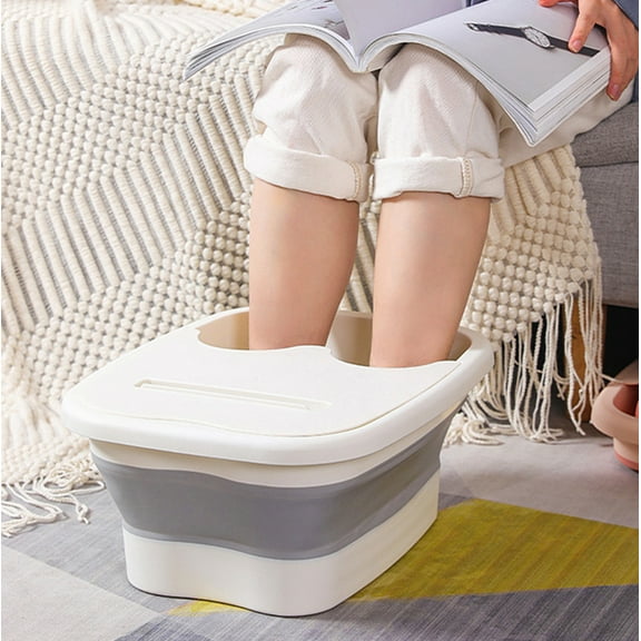 under $5 Fufafayo Smart Space Elite Footbath with Heat Boost Collapsible Invigorating Bubble Massage Attachments Safe to Use Bath Salts Patented Safety-Lock System Ergonomic