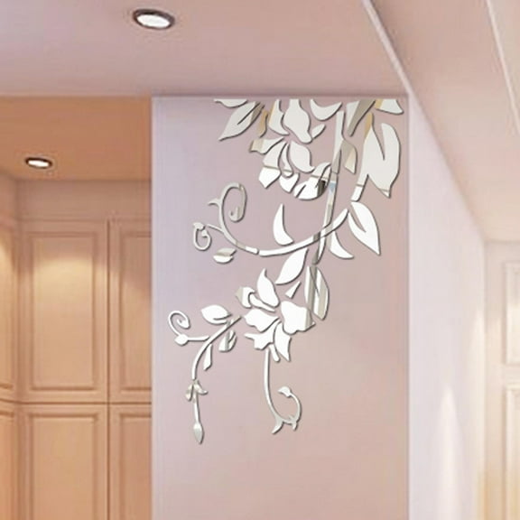 [Clearance Under 5$-Home Wall Stickers], FNGZ Pastoral Style Leaf Acrylic Wall Sticker Silver, 3D Diy Acrylic Wall Sticker Modern Stickers Decoration, Wall Stickers