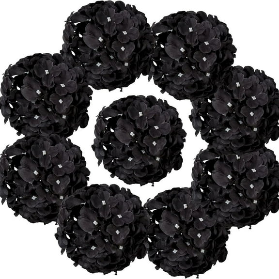 Clearance Under 5$ Household Imitation, FNGZ Artificial Flowers 10Pc Black Silk Hydrangea Heads Artificial Flowers Heads with Stems for Home Wedding Decor Pack of 10