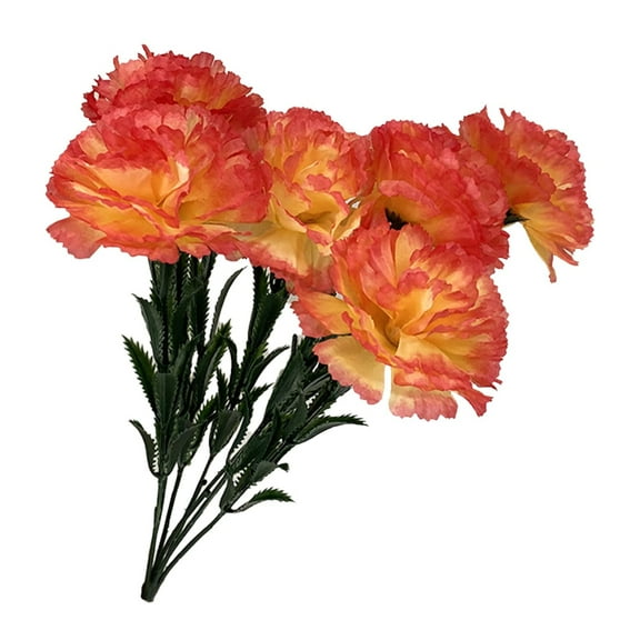 Clearance Under 5$ Household Imitation, FNGZ Simulation 7 Carnation Bouquet Sunset Red 7 Head Artificial Silk Fowers Carnation Bunch Wedding Home Outdoor Size 41Cm Avilable in 9 Colours