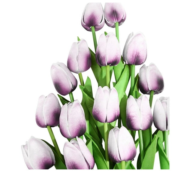 Clearance Under 5$ Household Imitation, FNGZ Tulip Artificial Decorative Flowers Single Color 10Pc White and Purple 10Pc Artificial Flower Latex Real Bridal Wedding Bouquet Home Decoration