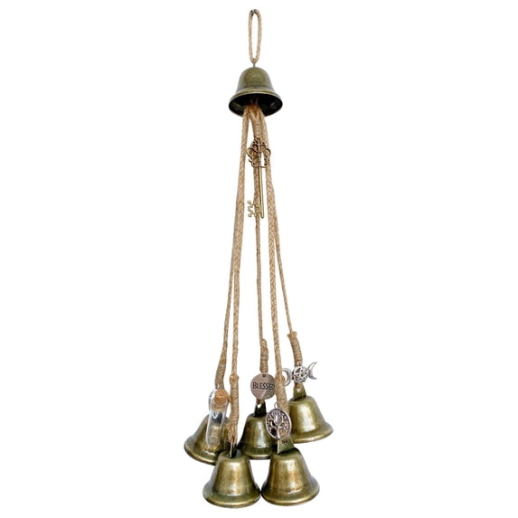 Clearance Under 5$ Household Wind Chimes, FNGZ Wind Chimes Hemp Rope Wind Chime B Witch Bells 1 Pieces Door Knob Hanger Witchcraft Decor Wind Chimes Positive Energy Decor Home
