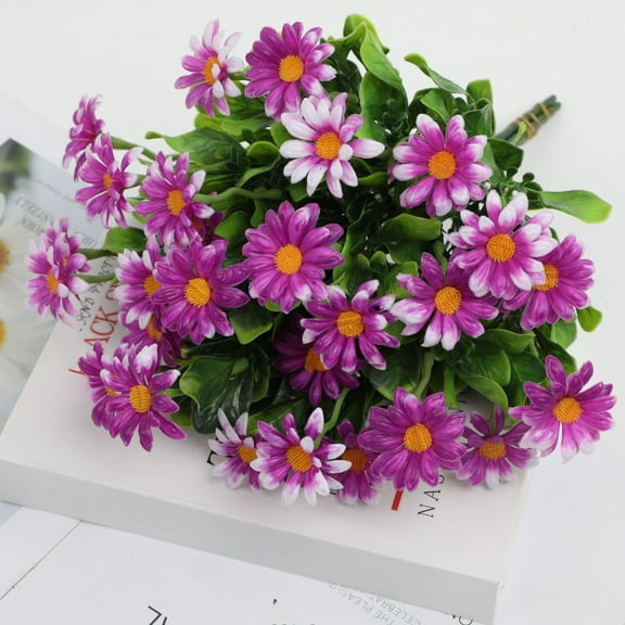Clearance Under $5! InsCrazy Artificial Flowers Daisies Plastic Flowers Realistic Bouquet Outdoor Festival Decoration Hanging Display Home Garden Indoor Spring Summer Decoration
