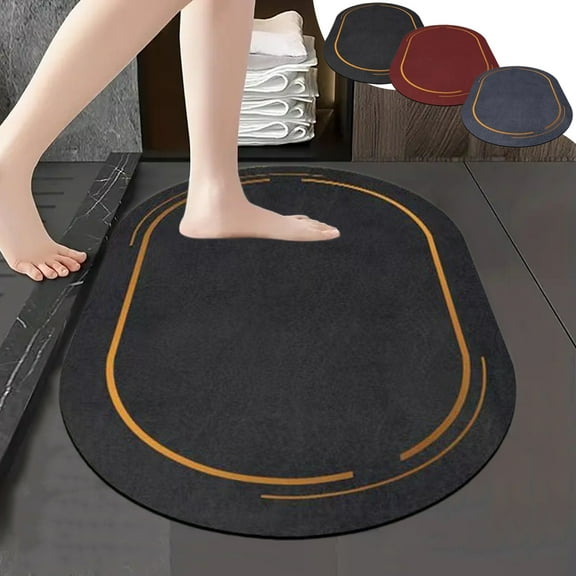 Under $5! InsCrazy Bathroom Rugs Bath Mat Bathroom Mat Rug Non-Slip Super Absorbent Stain Proof Quick Dry Thin Bathroom Rug Bath Mats for Bathroom Floor Bathtub Rug 17" x 24"