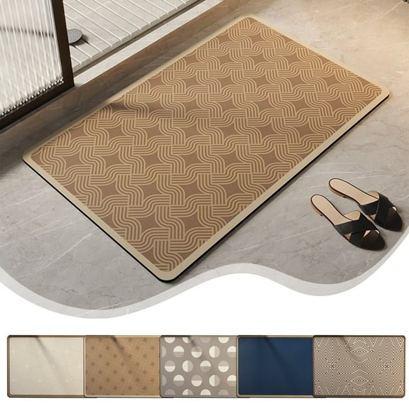Under $5! InsCrazy Bathroom Rugs Bath Mat Non-Slip Super Absorbent Stain Proof Quick Dry Thin Bathroom Rug Bath Mats for Bathroom Floor Bathtub Vanity Bathmat Bath Rug 17" x 24"